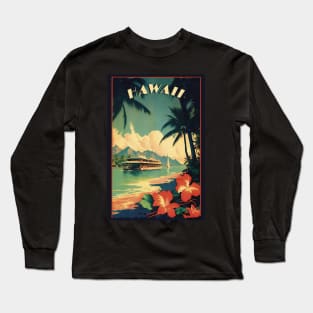 Hawaii Vintage Retro Travel Poster Long Sleeve T-Shirt